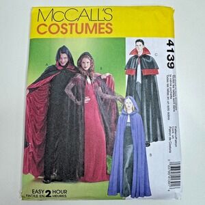 McCALL'S 4139 Uncut Sewing Pattern Costume Cape SM MED LG XL Halloween Theater
